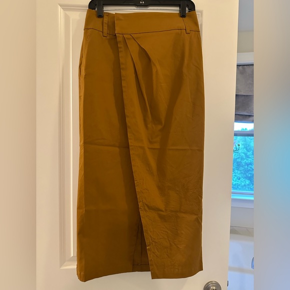 By Anthropologie Elegant Mustard Wrap Skirt - Picture 2 of 2